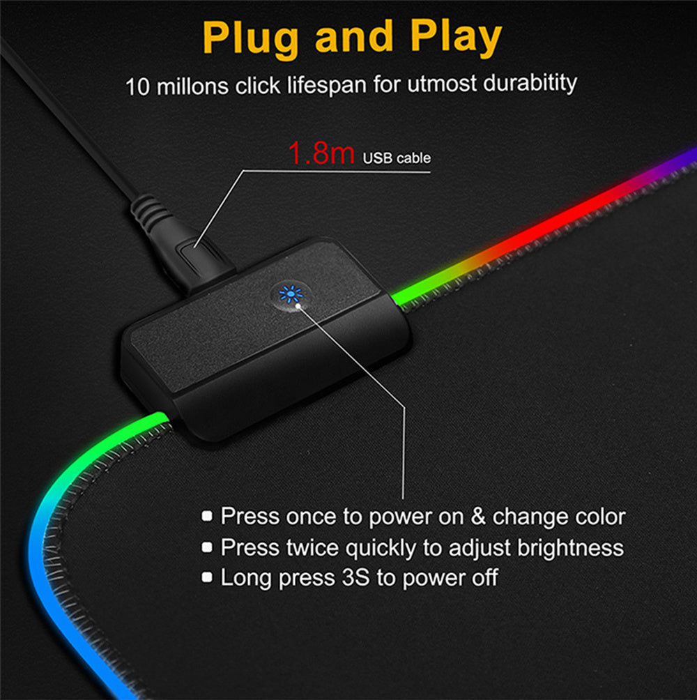 Tapis GamerZen™ – Tapis de souris LED RGB rechargeable