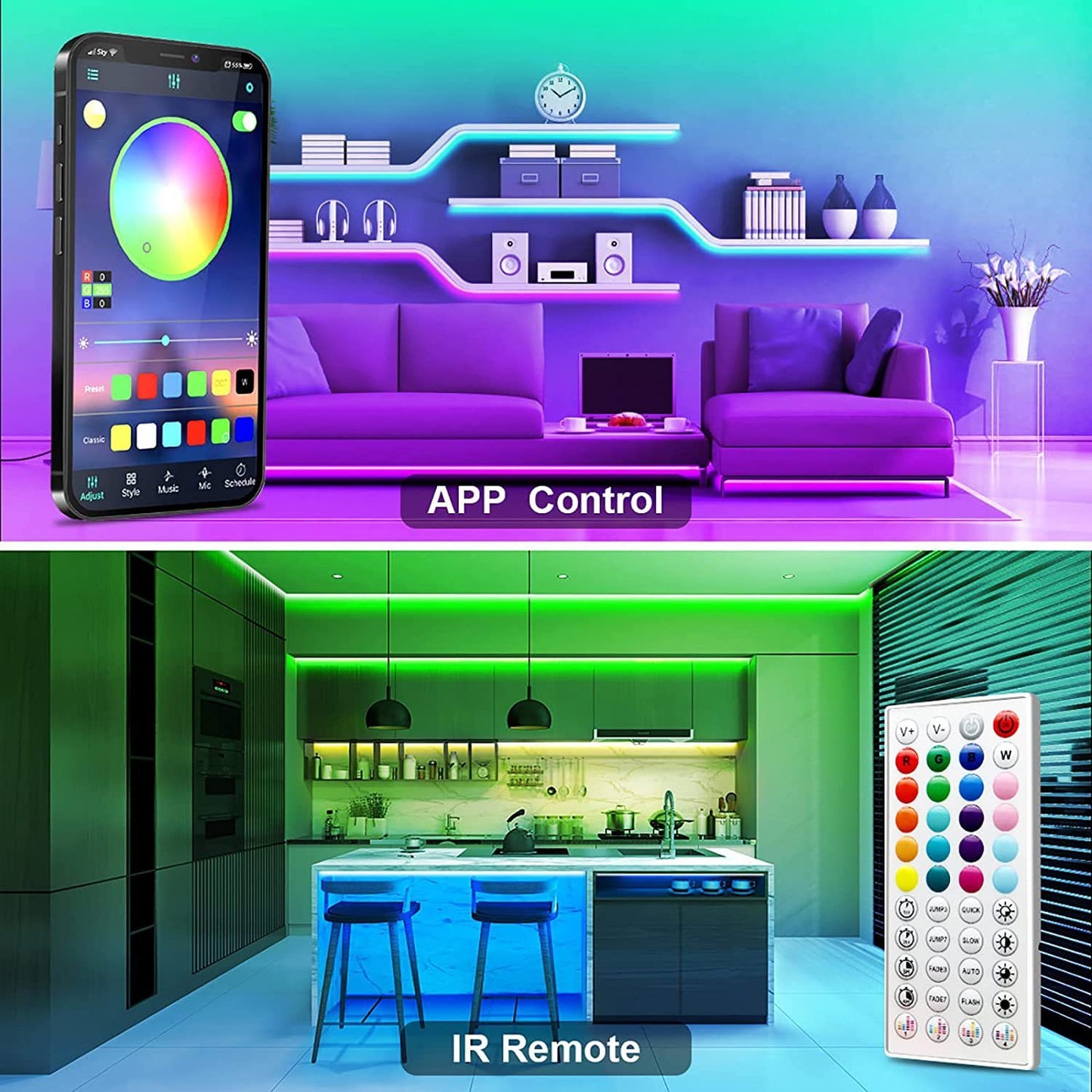 RoomLight™ – Bande LED adhésive Bluetooth RGB intelligente